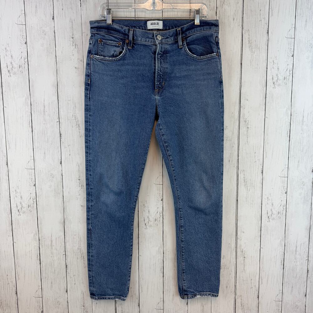 AGOLDE Medium Wash Toni Mid Rise Straight Leg Cropped Ankle Denim Jeans Size 30